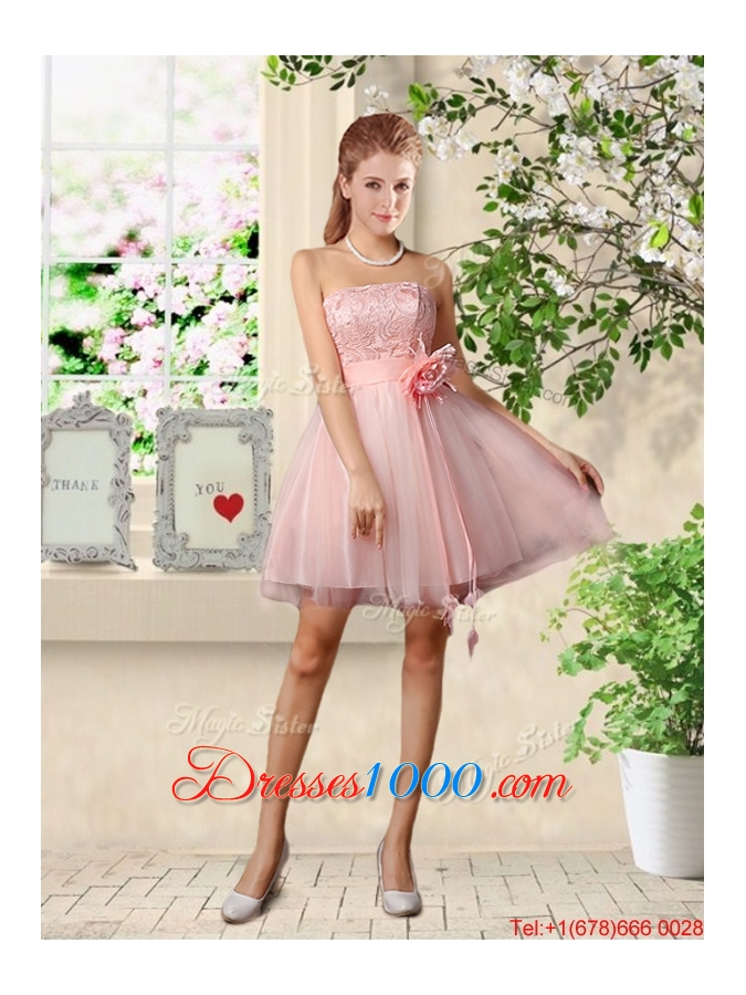 Affordable A Line One Shoulder Appliques Bridesmaid Dresses in Pink