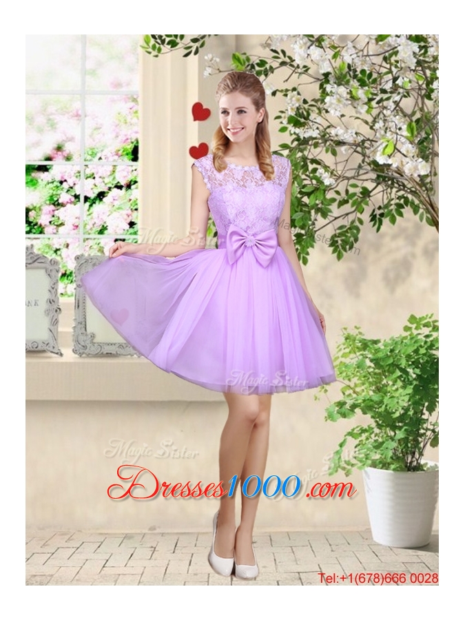 Popular A Line One Shoulder Laced Prom Dresses in Lavender