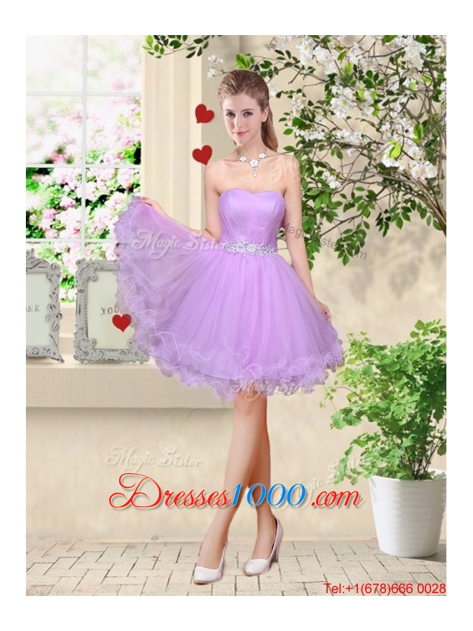 Popular A Line One Shoulder Laced Prom Dresses in Lavender