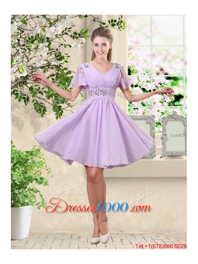 Decent Scoop Bowknot Prom Dresses with Cap Sleeves