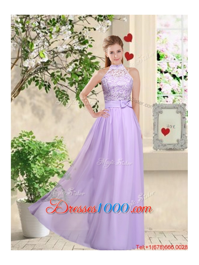 New Style Laced and Bowknot Prom Dresses with Square