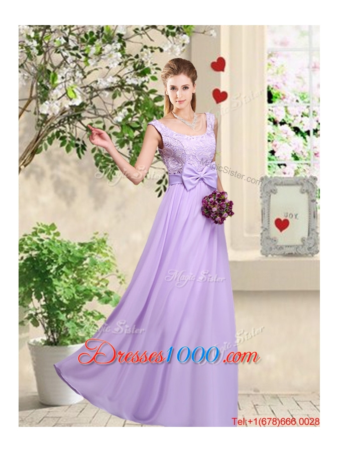 New Style Laced and Bowknot Prom Dresses with Square