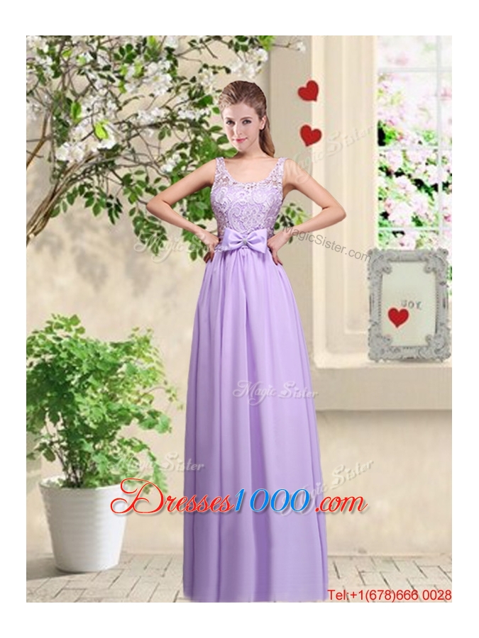New Style Laced and Bowknot Prom Dresses with Square