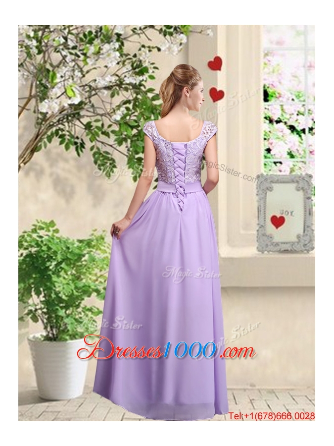 New Style Laced and Bowknot Prom Dresses with Square