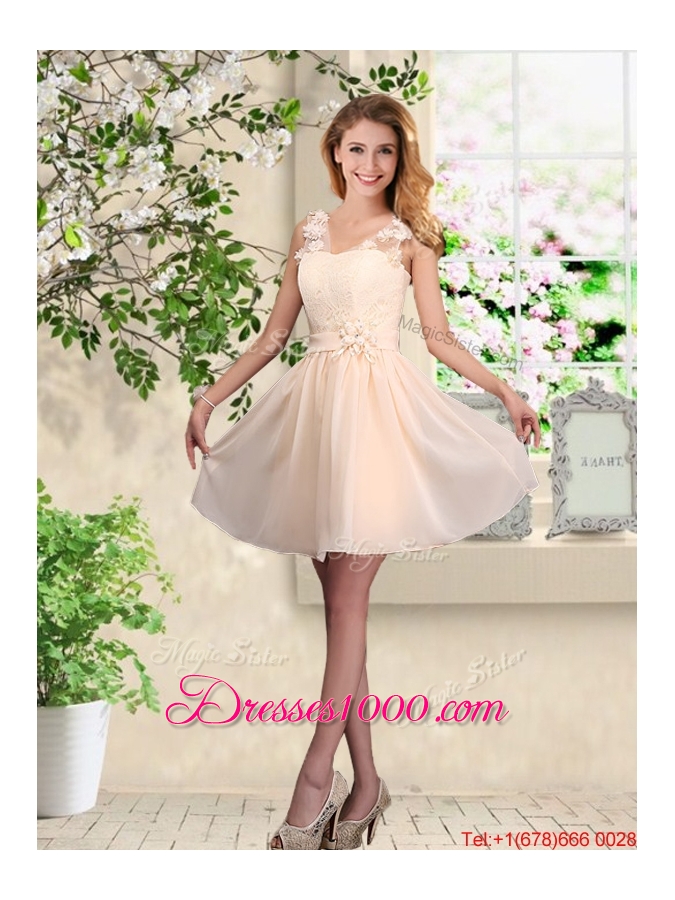 Pretty Scoop Prom Dresses with Bowknot and Appliques