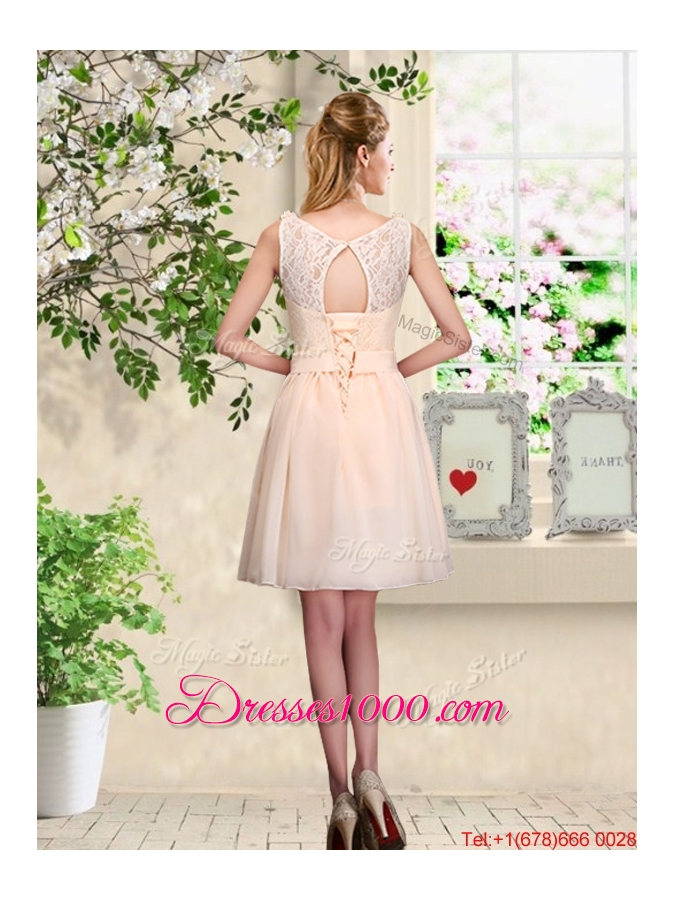 Pretty Scoop Prom Dresses with Bowknot and Appliques