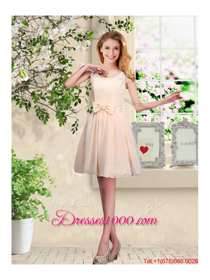 Suitable V Neck Appliques Prom Dresses in Champagne