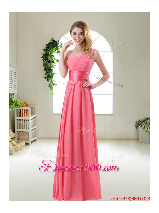 Beautiful Strapless Watermelon Red Prom Dresses with Sash