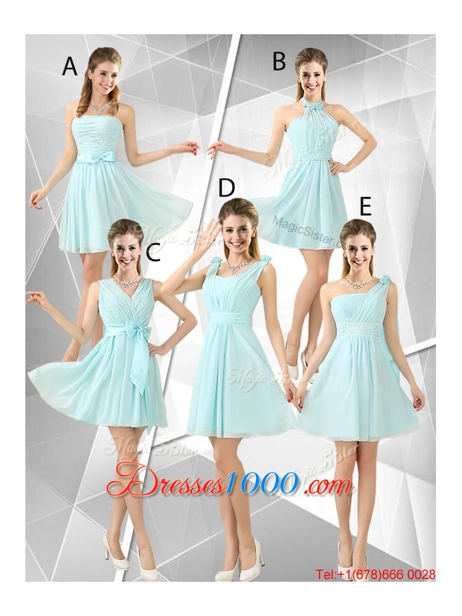Comfortable Straps Light Blue Prom Dresses with Hand Made Flowers