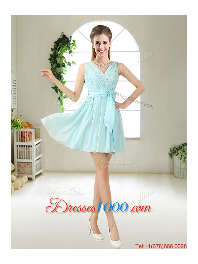 Comfortable Straps Light Blue Prom Dresses with Hand Made Flowers