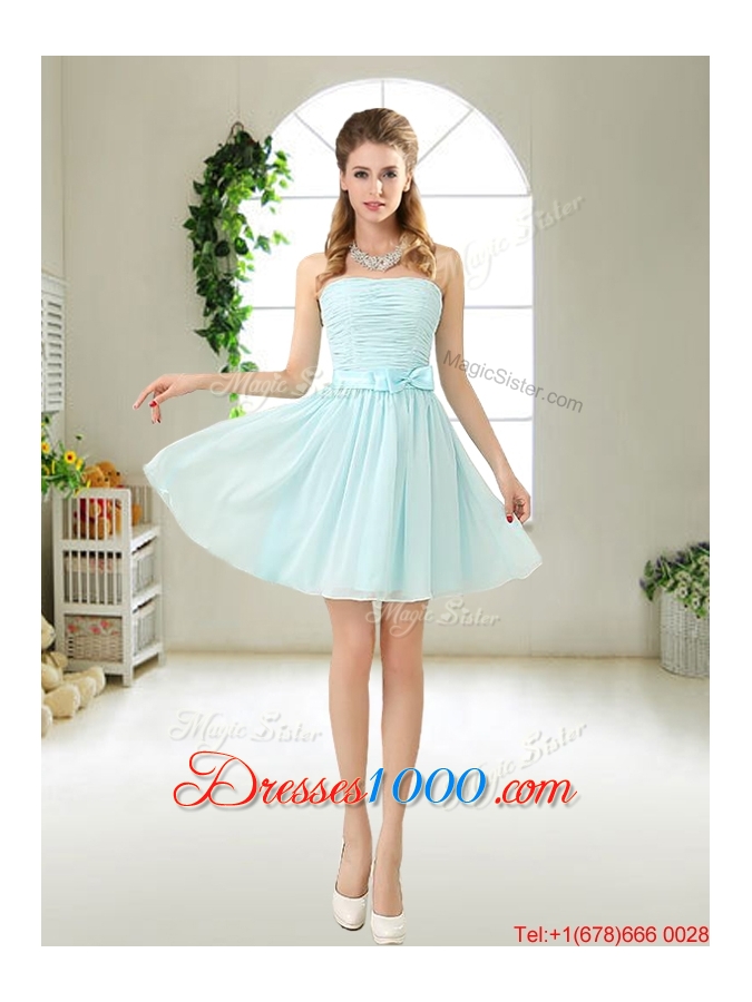 Comfortable Straps Light Blue Prom Dresses with Hand Made Flowers