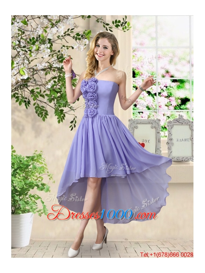 Luxurious Hand Made Flowers Prom Dresses with V Neck