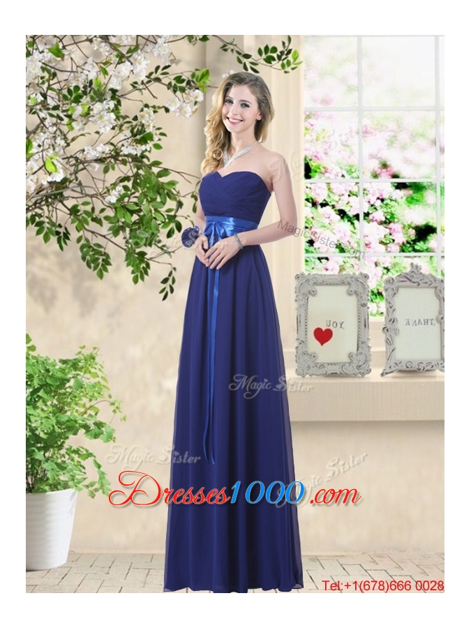 Wonderful Ruched Navy Blue Prom Dresses with V Neck