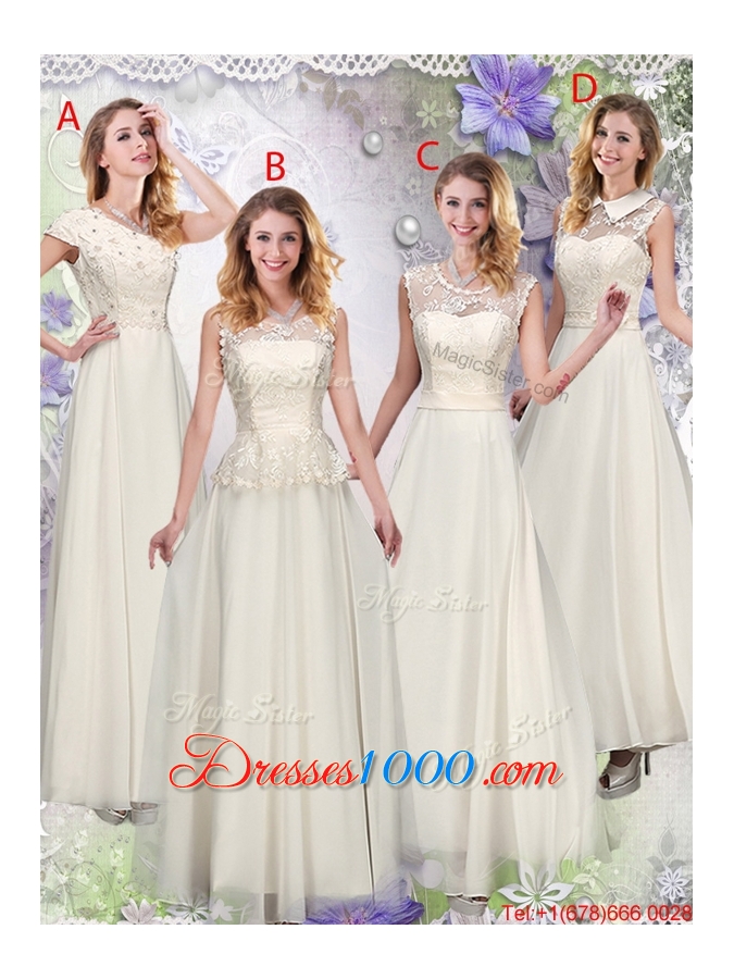 Perfect Champagne Prom Dresses with Appliques and Lace