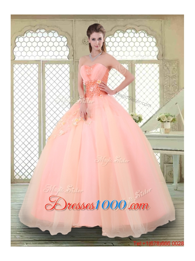 Beautiful Appliques and Beading Sweet 16 Dresses with Sweetheart