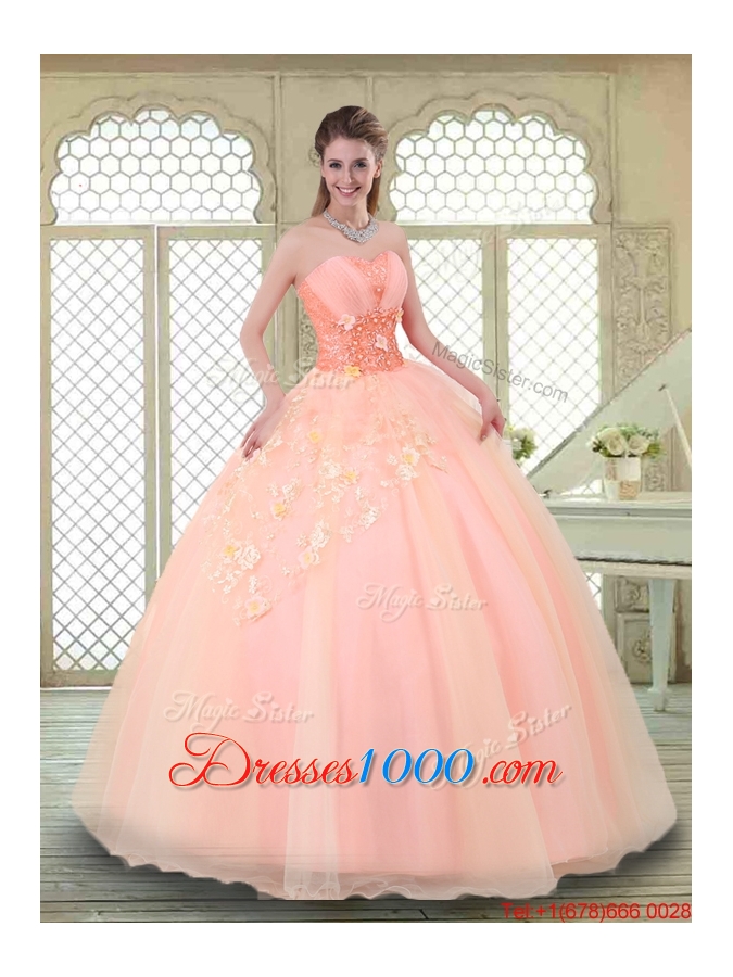 Beautiful Appliques and Beading Sweet 16 Dresses with Sweetheart
