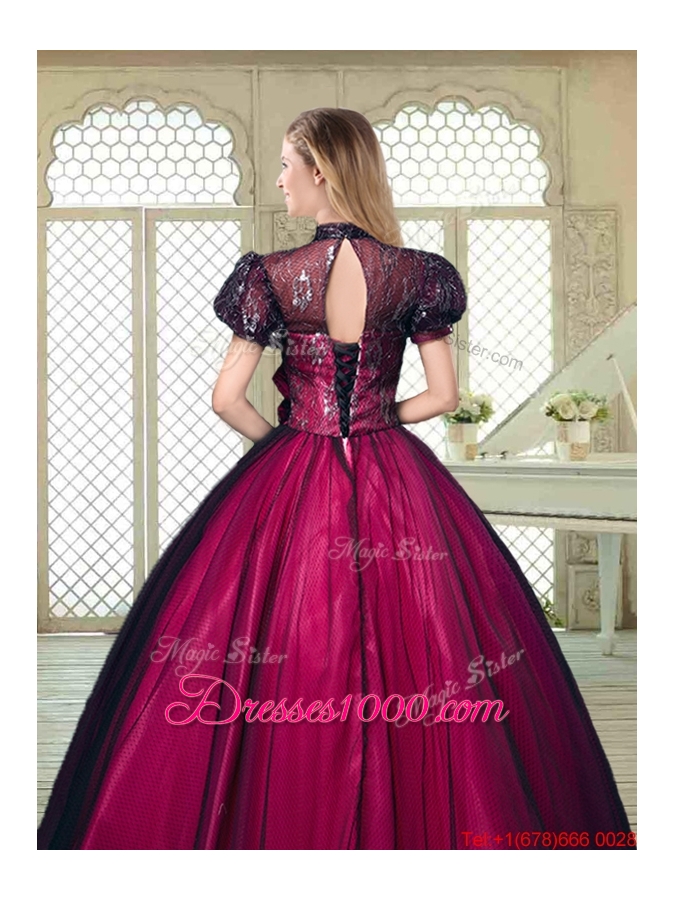 Beautiful High Neck Quinceanera Dresses with Short Sleeves