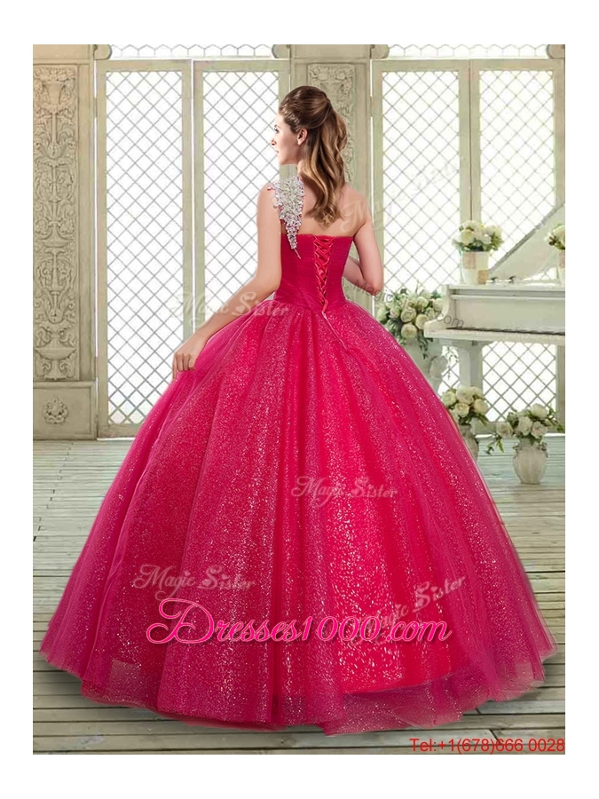 Beautiful One Shoulder Quinceanera Gowns with Beading
