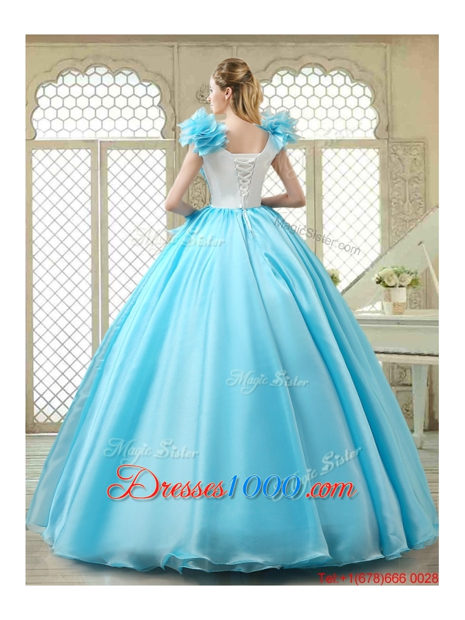 Cheap Aqua Blue Quinceanera Gowns with Appliques and Ruffles