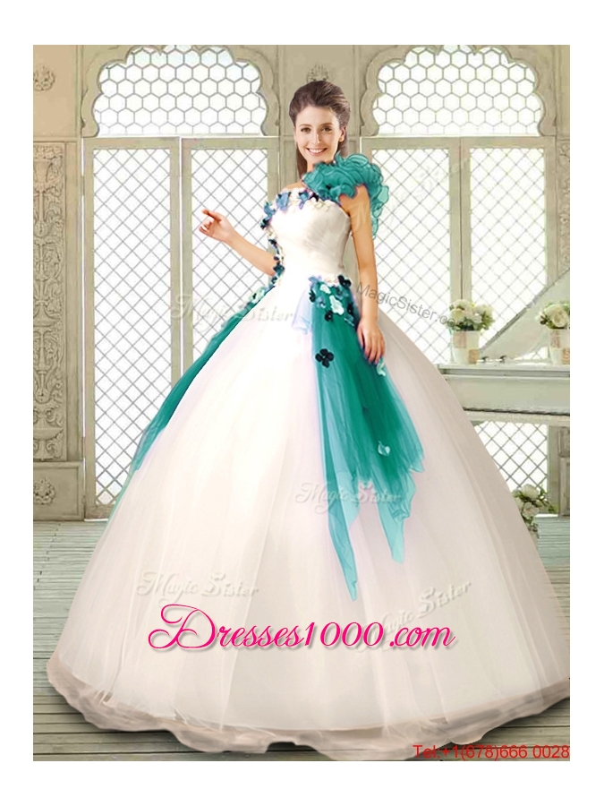 Elegant Appliques and Ruffles Quinceanera Dresses with One Shoulder