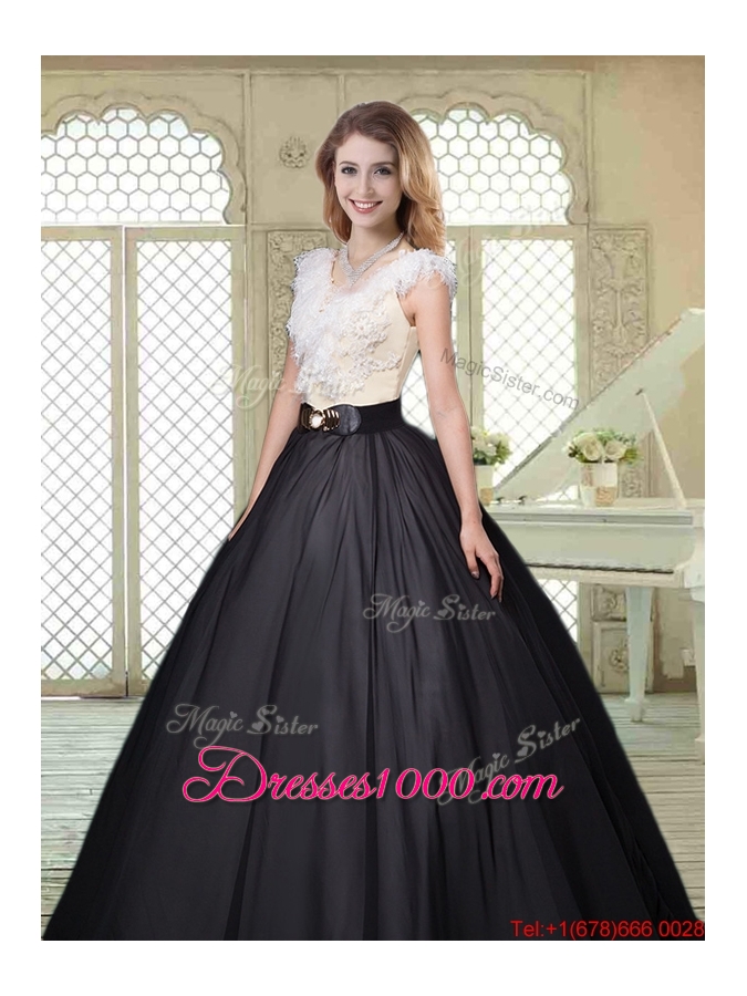 Exquisite Brush Train Quinceanera Dresses with Feather and Bowknot