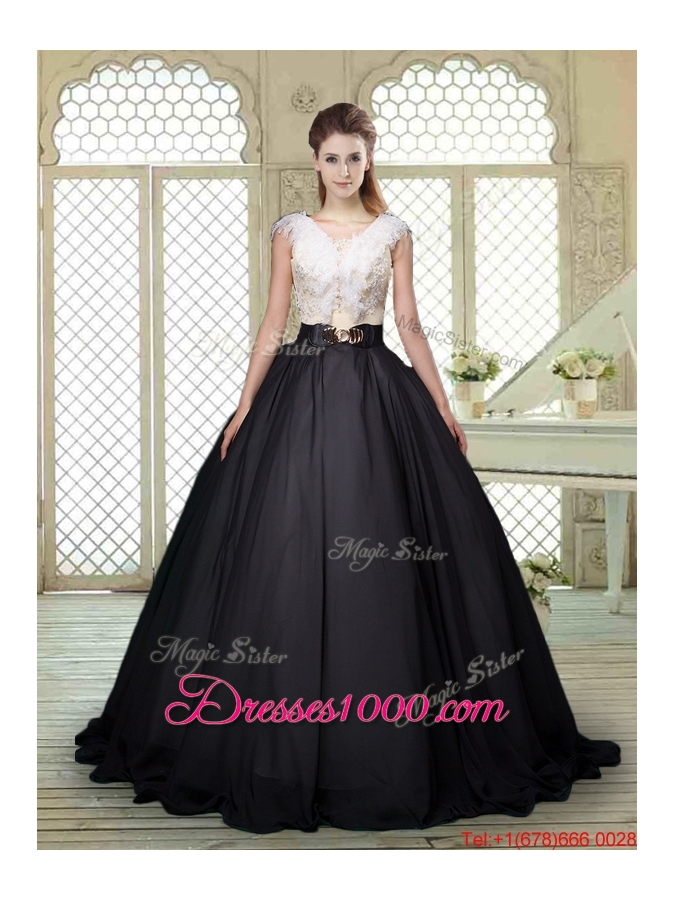 Exquisite Brush Train Quinceanera Dresses with Feather and Bowknot