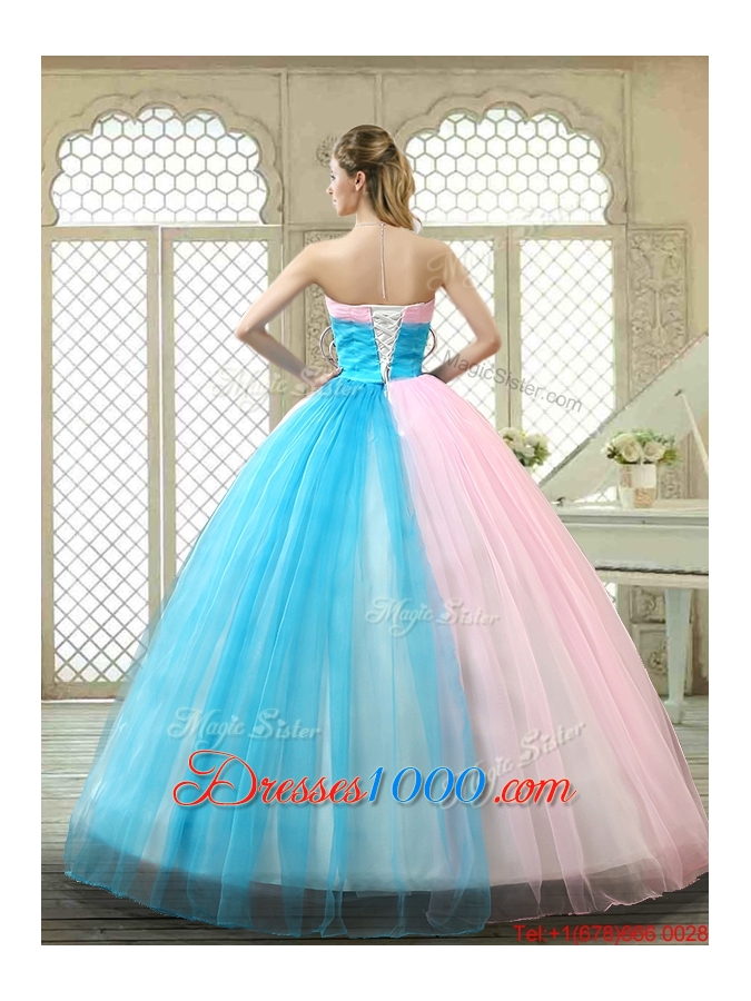 Fashionable Hand Made Flowers Sweet 16 Gowns with Strapless