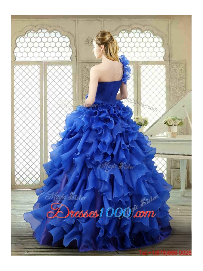 New Arrivals One Shoulder Ruffles Quinceanera Gowns for 2016