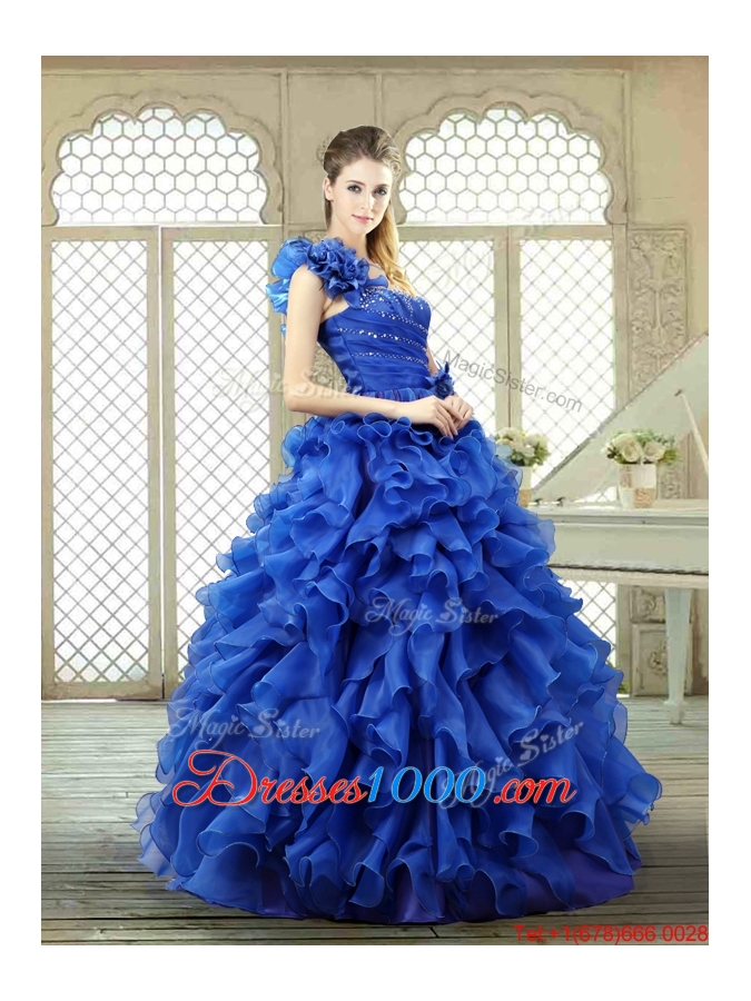 New Arrivals One Shoulder Ruffles Quinceanera Gowns for 2016