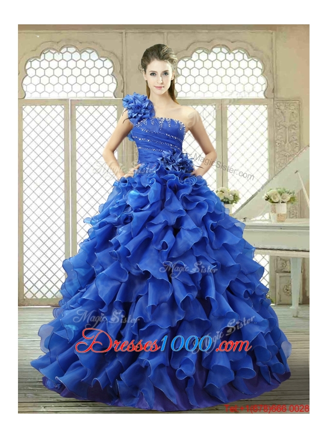 New Arrivals One Shoulder Ruffles Quinceanera Gowns for 2016