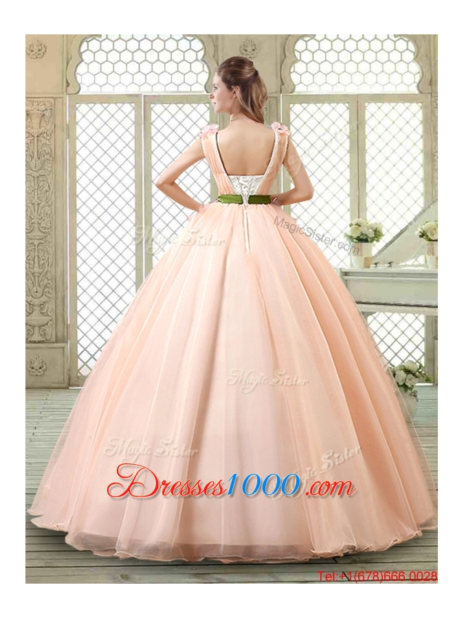 New Style Straps Quinceanera Dresses with Appliques and Belt