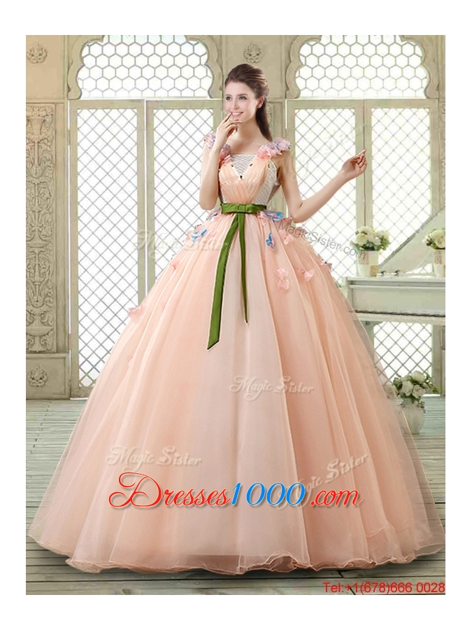 New Style Straps Quinceanera Dresses with Appliques and Belt