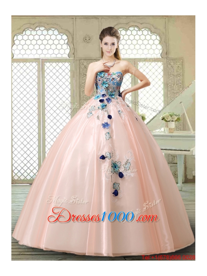 Perfect Strapless Sweet 16 Gowns with Appliques and Embroidery