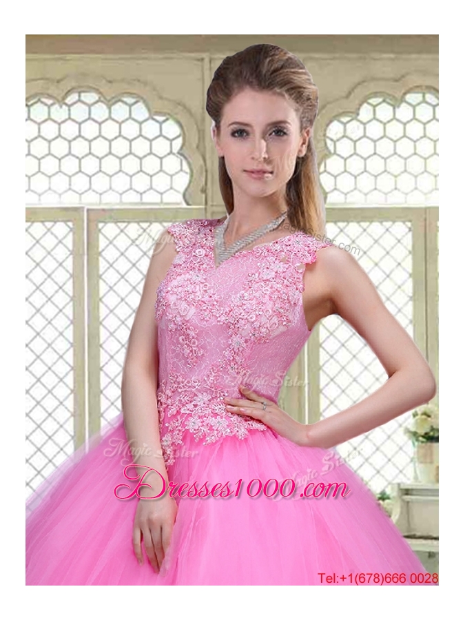 Popular Scoop Hand Made Flowers Sweet 16 Dresses with Brush Train