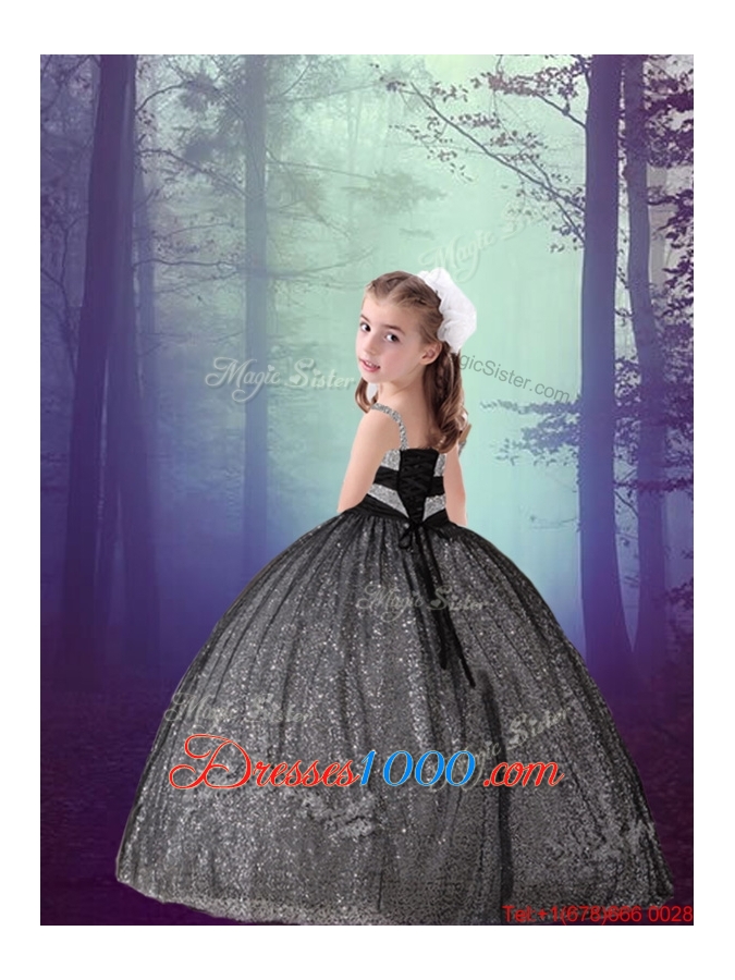 2015 Winter Classical Ball Gown Sweetheart Appliques Macthing Sister Dresses in Black