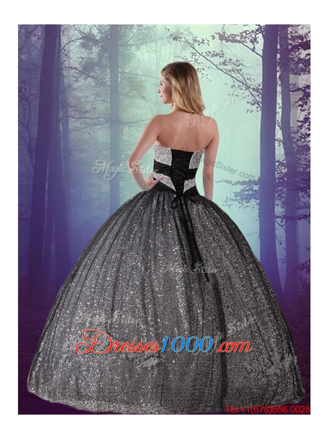 2015 Winter Classical Ball Gown Sweetheart Appliques Macthing Sister Dresses in Black