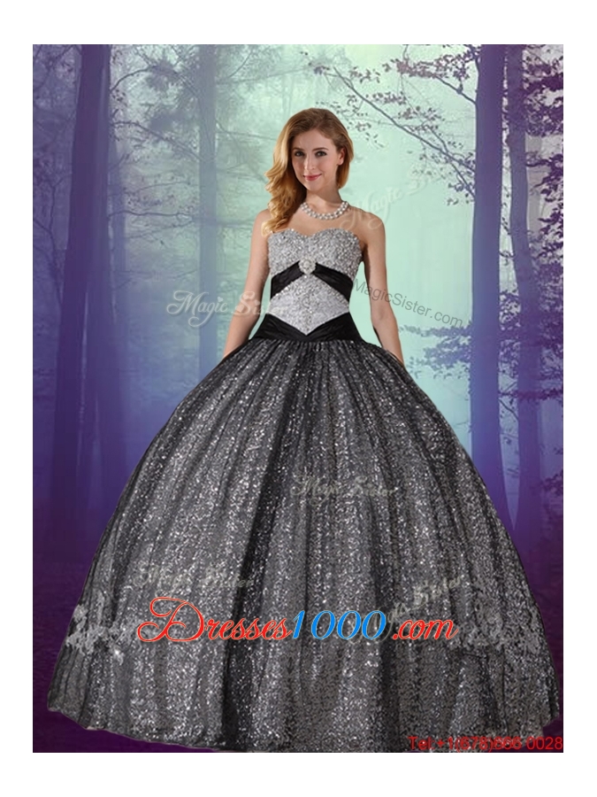 2015 Winter Classical Ball Gown Sweetheart Appliques Macthing Sister Dresses in Black