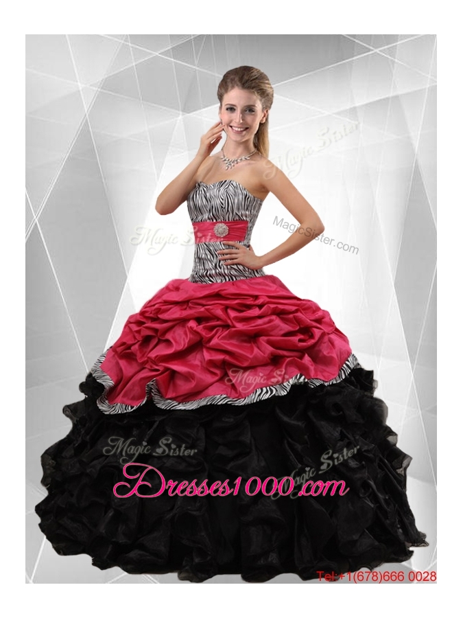 2015 Winter Perfect Strapless Zebra Macthing Sister Dresses in Multi Color