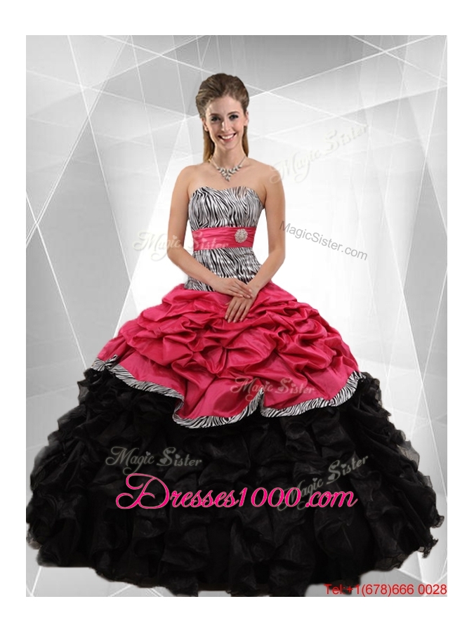 2015 Winter Perfect Strapless Zebra Macthing Sister Dresses in Multi Color