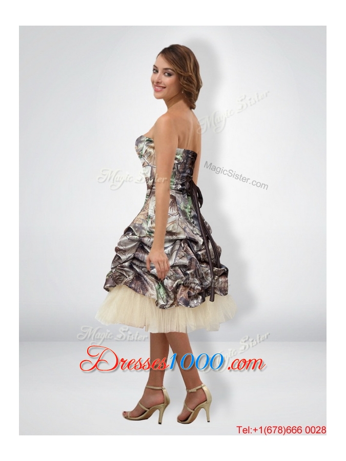 Beautiful 2015 Short Halter Top Camo Prom Dresses with Knee Length