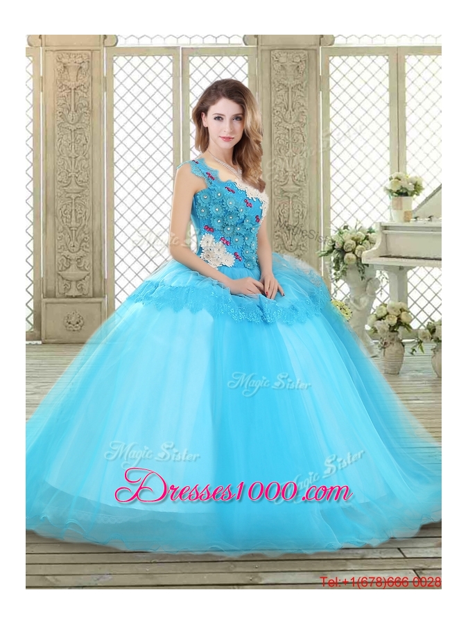 Beautiful One Shoulder Sweet 16 Dresses with Lace and Appliques