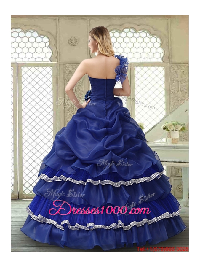 Elegant 2016 Ruffled Layers One Shoulder Quinceanera Dresses
