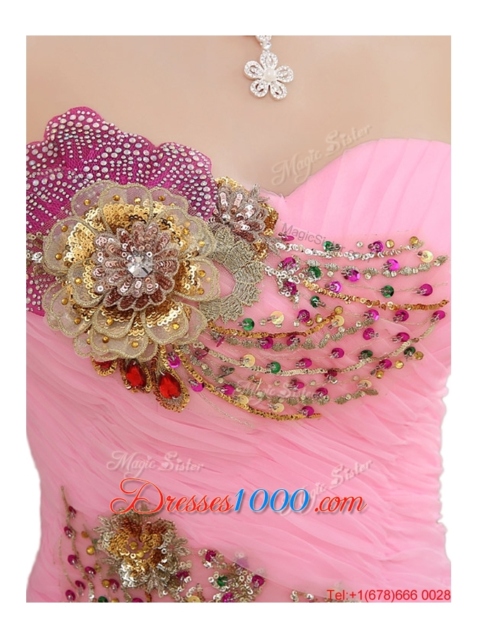 New Style Rose Pink Quinceanera Gowns with Beading and Appliques