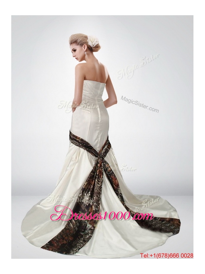 Perfect and Beautiful Mermaid Sweetheart Multi Color Camo Wedding Dresses