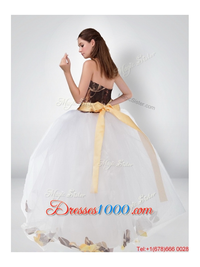 Perfect and Sturning Ball Gown Halter 2015 Camo Wedding Dresses with Bowknot