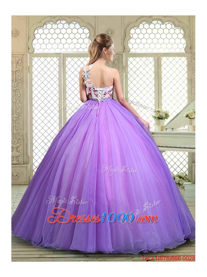 Popular Beading and Appliques Quinceanera Gowns with One Shoulder