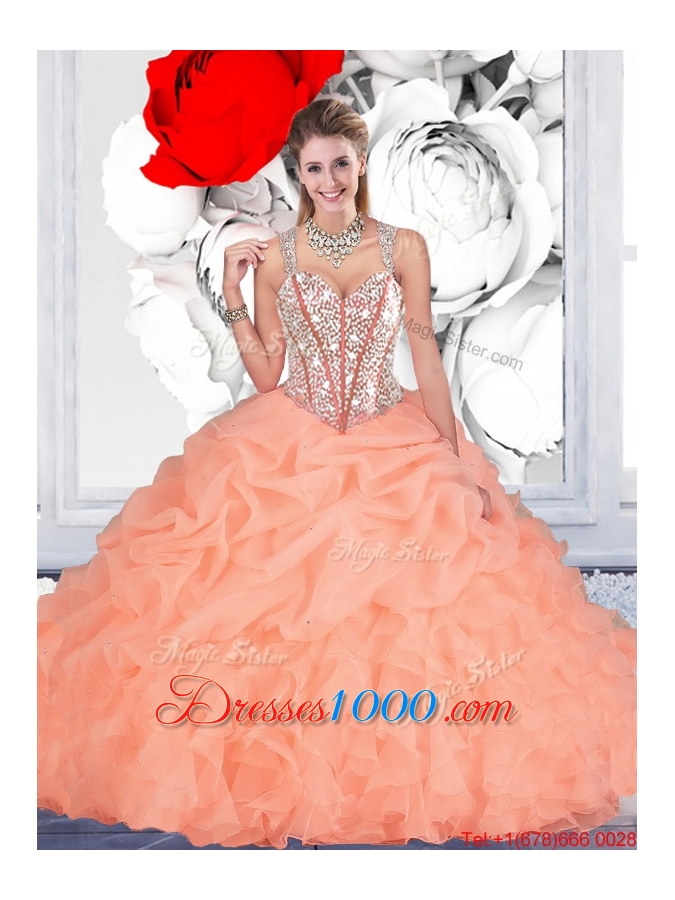 2016 Popular Ball Gown Straps Beaded Macthing Sister Dresses