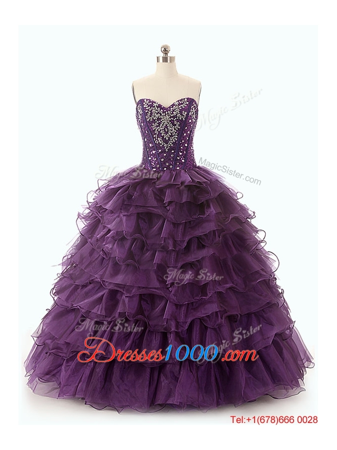 In Stock 2016 Ball Gown Sweet 16 Dresses with Ruffled Layers