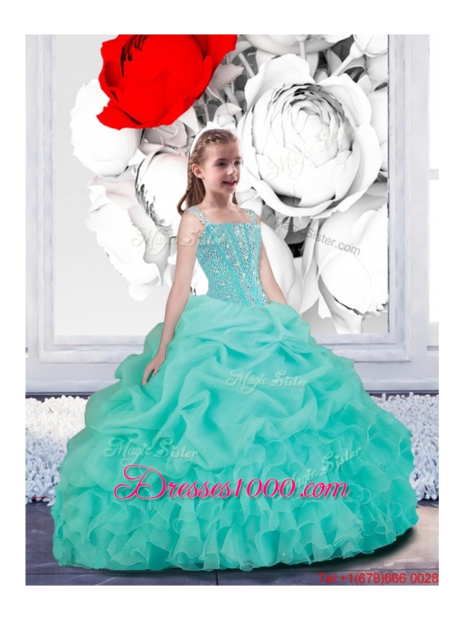 New Style Ball Gown Straps Macthing Sister Dresses in Turquoise