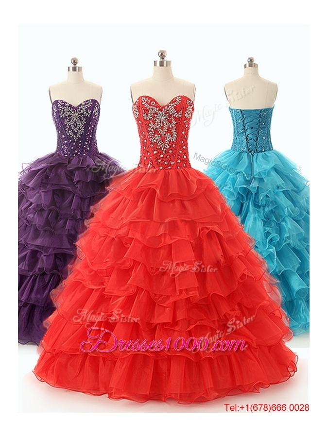 Popular Beaded and Ruffled Layers Quinceanera Dresses in Red